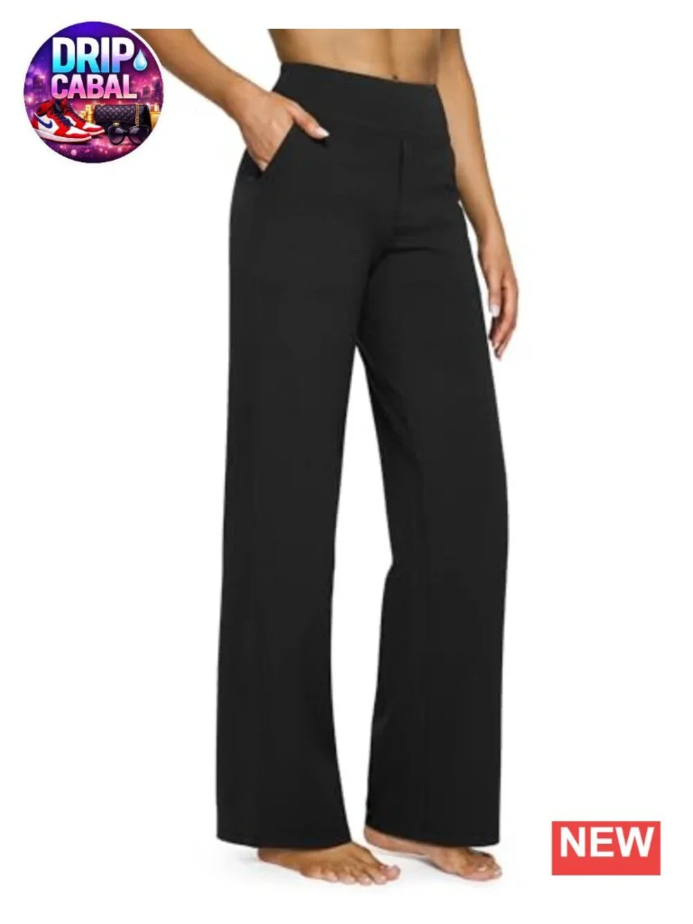 Wide Leg Yoga Pants with Pockets High Waisted 4-Way Stretch Women's Active